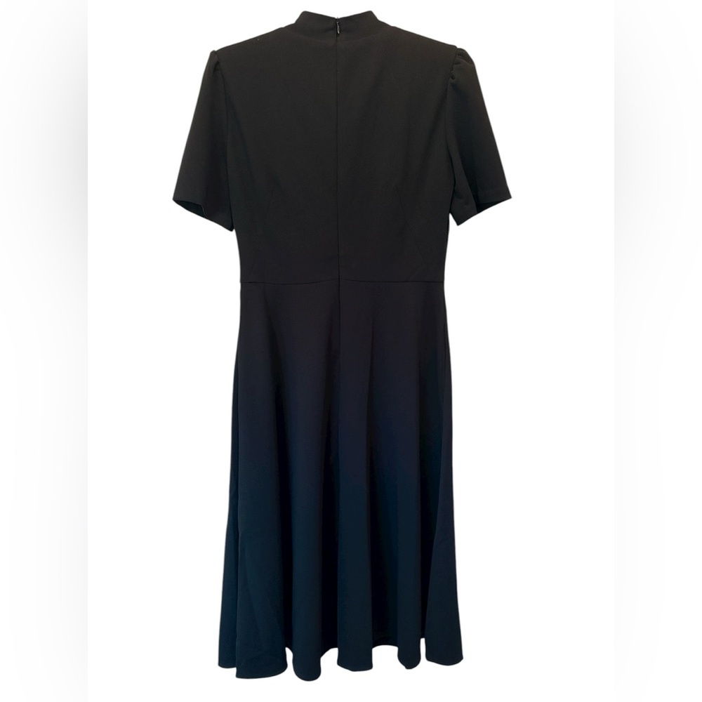 Maggy London Black Tie Neck A-Line Midi Career Dress Pockets Size 6 NWT - Picture 4 of 11